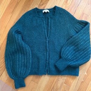 Sezane ✨ Kid Mohair Teal Cardigan Sweater Size Small